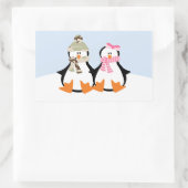 軍隊ペンギンカップル 長方形シール (バッグ)