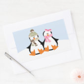 軍隊ペンギンカップル 長方形シール (封筒)