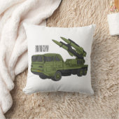 軍隊ミサイルトラック漫画イラストレーション クッション (ブランケット)