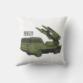 軍隊ミサイルトラック漫画イラストレーション クッション (裏面)