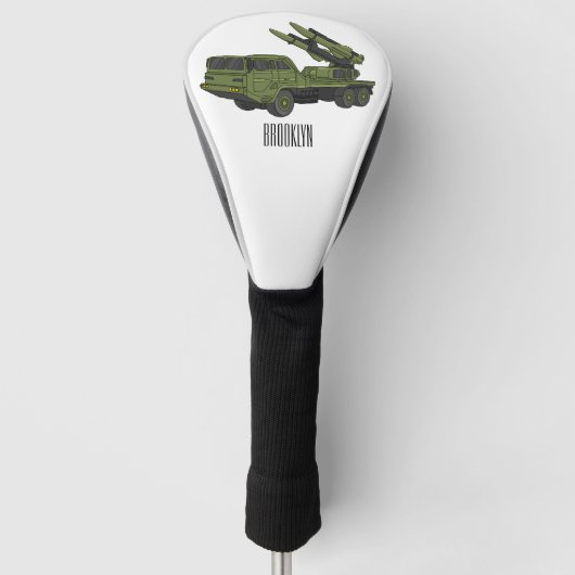 軍隊ミサイルトラック漫画イラストレーション ゴルフヘッドカバー (正面)