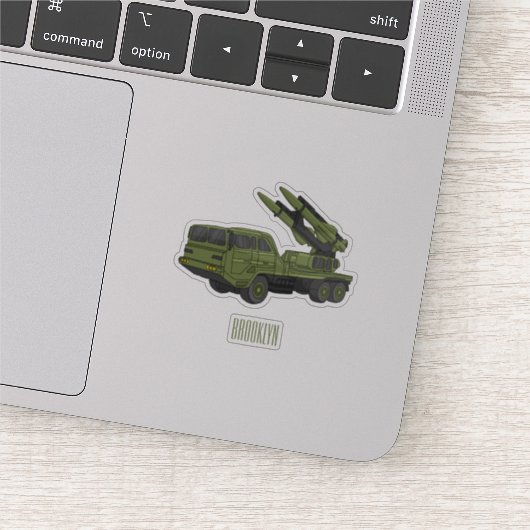 軍隊ミサイルトラック漫画イラストレーション シール (詳細)