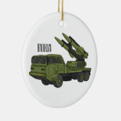 軍隊ミサイルトラック漫画イラストレーション セラミックオーナメント (右)