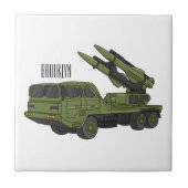 軍隊ミサイルトラック漫画イラストレーション タイル (正面)