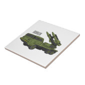 軍隊ミサイルトラック漫画イラストレーション タイル (側面)