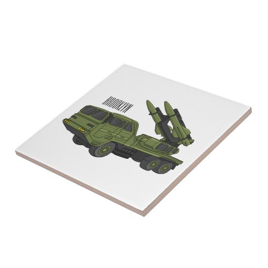 軍隊ミサイルトラック漫画イラストレーション タイル (側面)