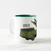 軍隊ミサイルトラック漫画イラストレーション ツートーンマグカップ (正面左)