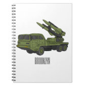軍隊ミサイルトラック漫画イラストレーション ノートブック (正面)