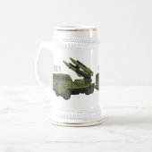 軍隊ミサイルトラック漫画イラストレーション ビールジョッキ (正面左)