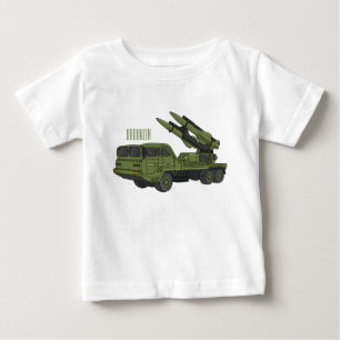 軍隊ミサイルトラック漫画イラストレーション ベビーTシャツ