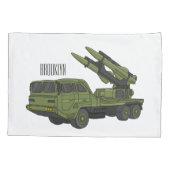 軍隊ミサイルトラック漫画イラストレーション 枕カバー (裏面)
