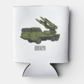 軍隊ミサイルトラック漫画イラストレーション 缶クーラー (正面)