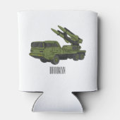 軍隊ミサイルトラック漫画イラストレーション 缶クーラー (裏面)