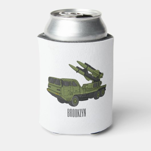 軍隊ミサイルトラック漫画イラストレーション 缶クーラー (缶裏面)