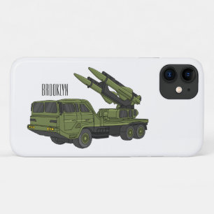 軍隊ミサイルトラック漫画イラストレーション iPhone 11 ケース