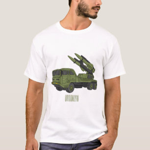 軍隊ミサイルトラック漫画イラストレーション Tシャツ