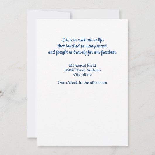 軍隊メモリアルサービス招待状スターストライプズ 招待状 (裏面)