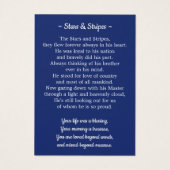 軍隊メモリアル祈りの言葉カードスター&ストライプ詩 (裏面)