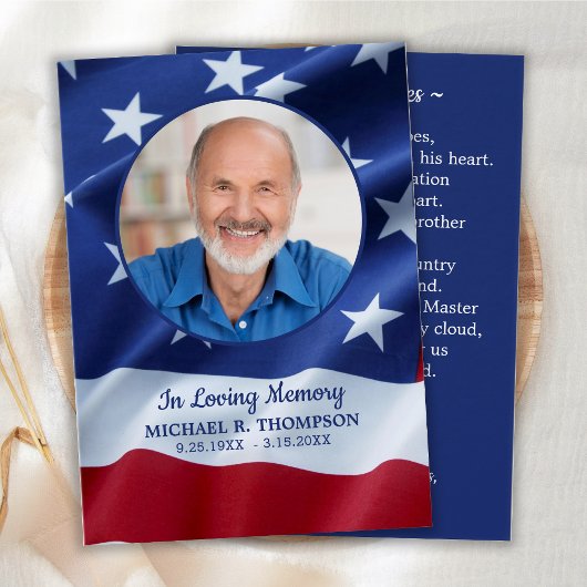 軍隊メモリアル祈りの言葉カードスター&ストライプ詩