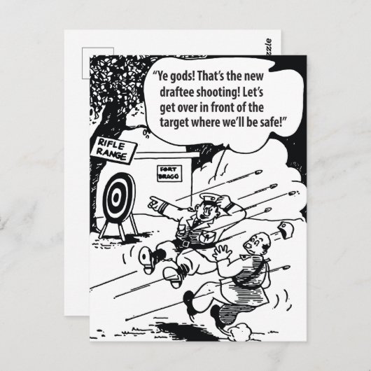 軍隊ユーモア、安全な場所、おもしろいヴィンテージ ポストカード (正面/裏面)