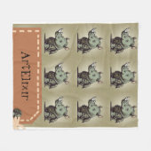 軍隊ライノセロスグリーンプリント フリースブランケット (正面(横))