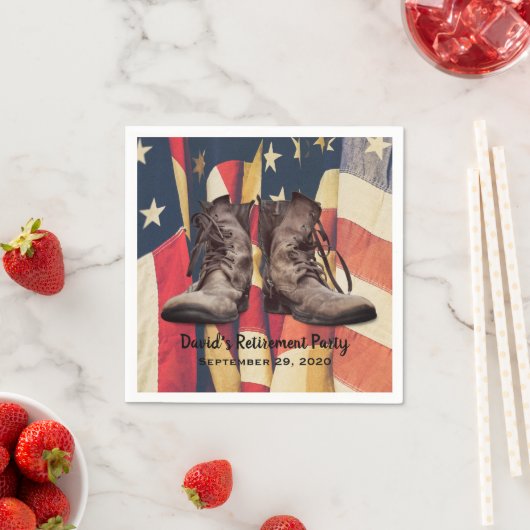軍隊リタイアオールドブーツアメリカ国旗 スタンダードカクテルナプキン (インサイチュ)