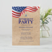 軍隊リタイアシルバーオーク素朴リーフ米国国旗 招待状 (スタンド正面)