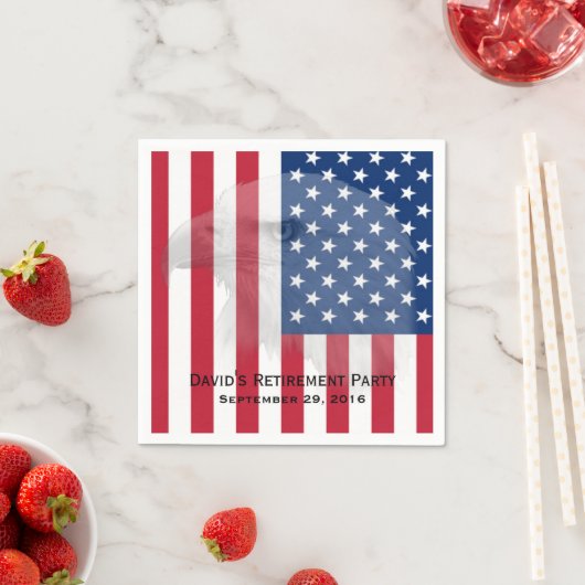 軍隊リタイアバルドイーグル&アメリカ国旗 スタンダードカクテルナプキン (インサイチュ)