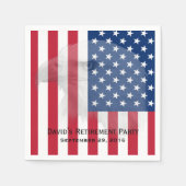 軍隊リタイアバルドイーグル&アメリカ国旗 スタンダードカクテルナプキン (正面)