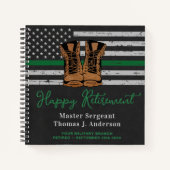 軍隊リタイアレザーシングリーンラインゲスト ノートブック (正面)