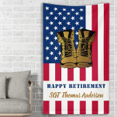 軍隊リタイアUSAアメリカ国旗の金ゴールドブーツ 横断幕