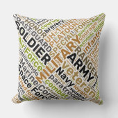 軍隊ワードクラウド装飾用クッション クッション (正面)