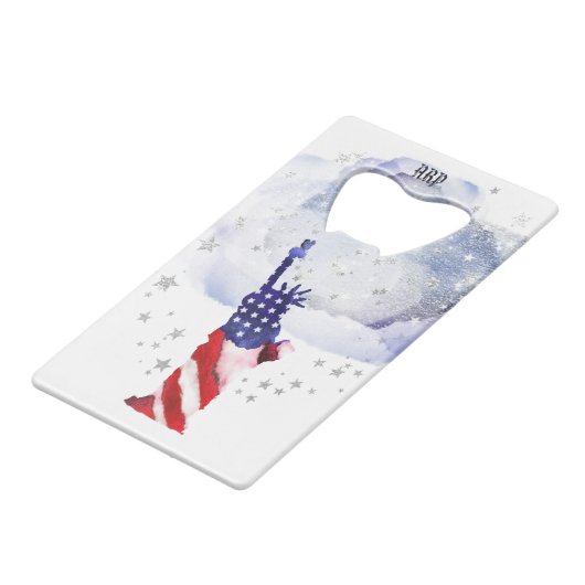 *~*軍隊像リバティ赤白青退役軍人 クレジットカード栓抜き (正面アングル)