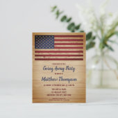 軍隊兵士が愛国的遠くになアメリカ国旗 案内ポストカード (スタンド正面)