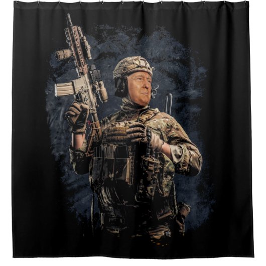 軍隊兵士トランプは民主党を蹴る準備ができている シャワーカーテン (正面)