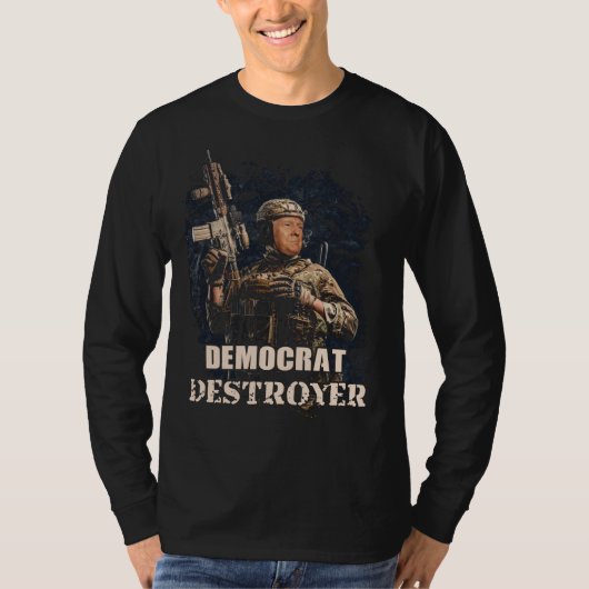 軍隊兵士トランプ民主党駆逐艦アメリカ Tシャツ (正面)