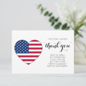 軍隊兵士愛国心ハートアメリカ国旗 サンキューカード (スタンド正面)