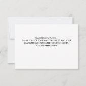 軍隊兵士愛国心ハートアメリカ国旗 サンキューカード (裏面)