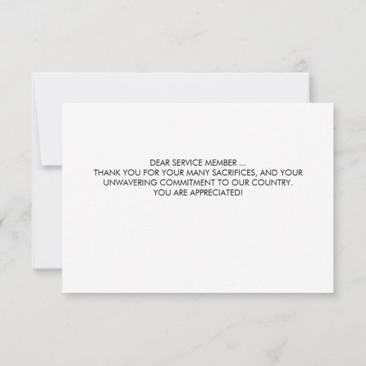 軍隊兵士愛国心ハートアメリカ国旗 サンキューカード (裏面)