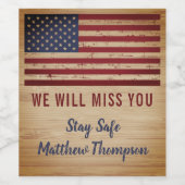 軍隊兵士遠くにパーティー旗 ワインラベル (シングルラベル)