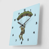 軍隊兵士 スクエア壁時計 (傾斜)