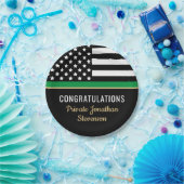 軍隊卒業式の薄いグリーンラインアメリカ国旗 ペーパープレート (パーティー)