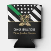 軍隊卒業式薄緑ライン旗陸軍 缶クーラー (裏面)