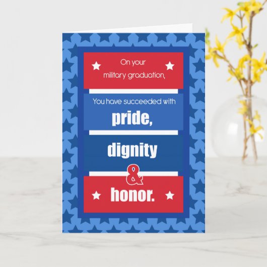 軍隊卒業祝い赤、白、bl カード (黄色い花)