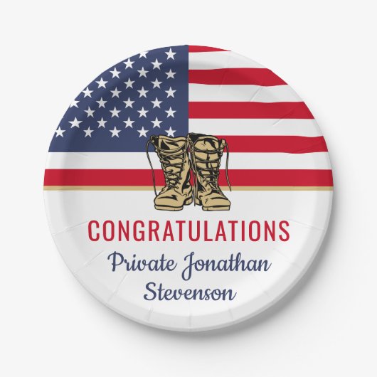 軍隊卒業陸軍ブートキャンプ愛国心 ペーパープレート (正面)