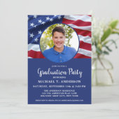 軍隊卒業USA国旗の写真愛国心 招待状 (スタンド正面)