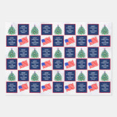 軍隊品揃え用愛国的クリスマスツリー ラッピングペーパーシート (正面)