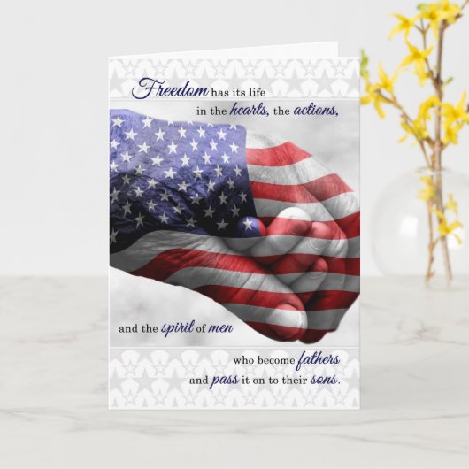 軍隊夫の父の日の展開用 カード (黄色い花)