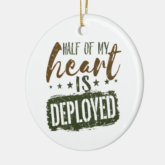 軍隊妻の半分のハートが展開 セラミックオーナメント (左)