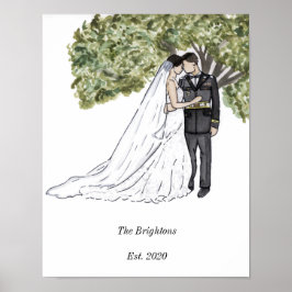 軍隊対結婚ポートレートプリント ポスター